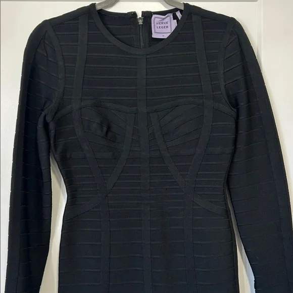 Classic Herve Leger Black Long Sleeve Dress size medium -  erickpacheco.com.br